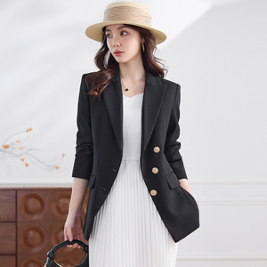 Women's Burgundy Blazer Slim Fit Solid Color Professional Workwear Top Spring Autumn Style - Product Image 2