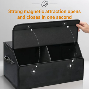 Organisateur de coffre de voiture pliable à fermeture magnétique Boîte de rangement en cuir Boîte de rangement automobile avec logo personnalisé avec poignée - Product Image 2