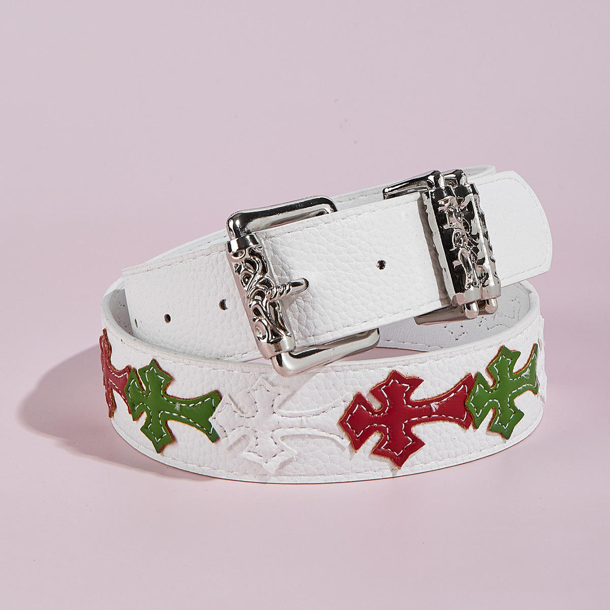 White belt with colorful cross-103cm