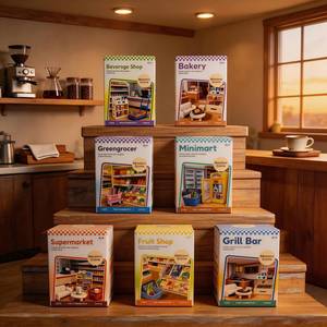 HTL Set de Juguetes de Escena en Miniatura DIY, Micro Supermercado y Panadería, Comida y Bebidas de Simulación, Adorno de Escritorio para Juego de Imitación Infantil - Product Image 3