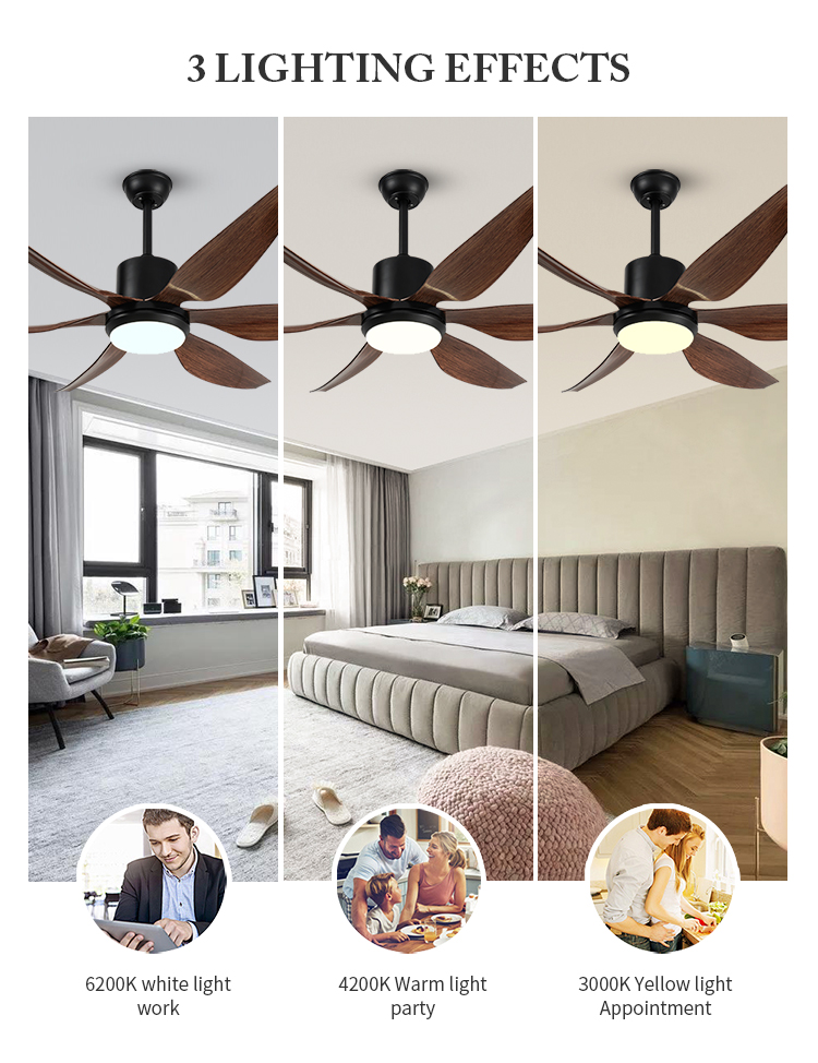 Breezelux 66 inch Metal blades decorative industrial smart remote control ceiling fan with LED light