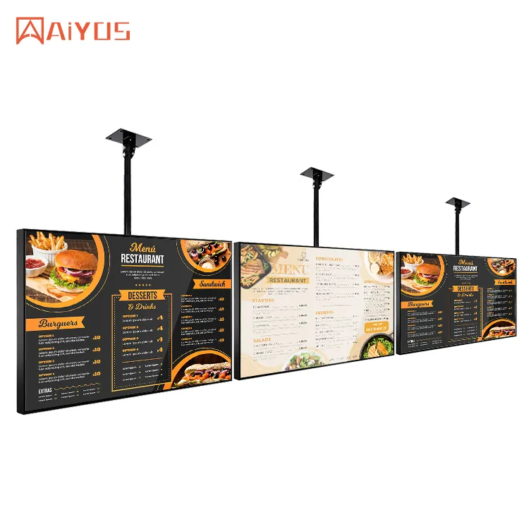 32 43 49 55 inch Super thin restaurant wall mount digital signage android lcd advertising display screen digital menu board