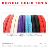 Pneu plein sans air coloré 700x23c pour vélos à pignon fixe, pneu de vélo de route anti-crevaison, fixie et vélo de ville