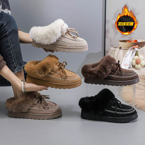 Bottes d'hiver décontractées à plateforme chaude YL3698 pour femmes, chaussures plates tendance pour femmes, mignonnes, durables, en peluche épaisse. - Product Image 1