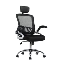Chaise de bureau ergonomique pivotante en maille, avec appui-tête réglable, accoudoirs rabattables et hauteur réglable, idéale pour la maison et le bureau