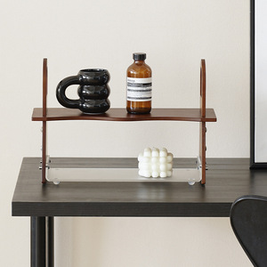 Estante de almacenamiento de escritorio WOZOOM, organizador multifuncional de madera para escritorio, estante para rincón de café, color marrón retro - Product Image 4