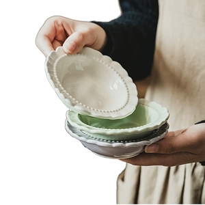 Plato de ensalada coreano de porcelana con patrón sólido bajo esmalte, redondo de 9 pulgadas, diseño minimalista, apto para microondas, estilo roca oriental - Product Image 5