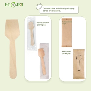 Cuillères en bois miniatures biodégradables écologiques, logo personnalisé, couverts jetables, 95 mm, cuillère à yaourt, cuillère à glace, à utiliser pour les fêtes - Product Image 5