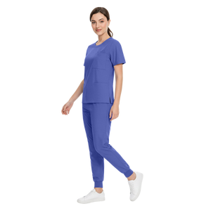 Ensemble de Blouses Médicales en Gros, Pantalons de Jogging Extensibles Tissés pour Femmes, Uniforme de Travail d'Infirmière, Logo Personnalisé, Haute Qualité 46002 - Product Image 1