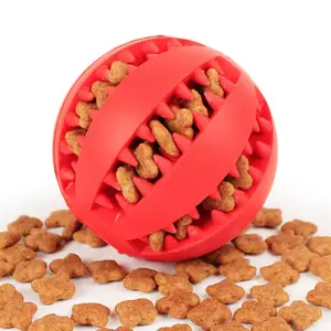 Wholesale Pet Toys Dog Food Treat Dispensing Ball Multiple Colors Teeth Cleansing Bite Resistant Dog Toy Natural Rubber Balls
