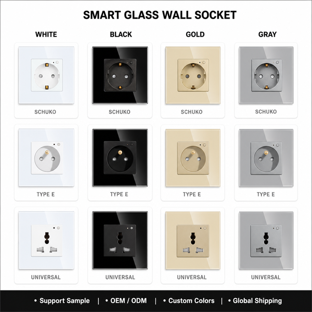 Europe Tuya Wifi Smart 1/2/3/4gang Wall Switch and Socket With Power Monitoring Smart Life App Control