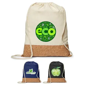पर्यावरण-अनुकूल कॉर्क और कॉटन ड्रॉस्ट्रिंग बैग पुन: प्रयोज्य DIY कैनवास टोट बैकपैक प्रमोशन शॉपिंग इवेंट
