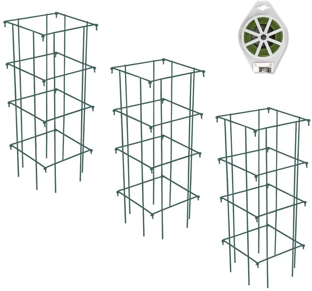 Support de plante grimpante en treillis carré pliable pour cage à tomates