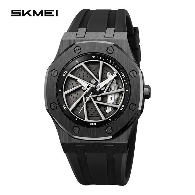 Direct Watch Manufacturer Wholesale 3D Hollow Turning Flywheel Wristwatch OEM Custom Logo Silicone Band Car Wheel Quartz Watch