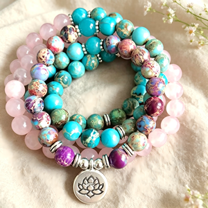 Collana Vintage 108 con Perline, Ciondolo Albero della Vita, Quarzo Rosa, Diaspro Imperiale, Cristallo Curativo, Gioielli da Donna - Product Image 2