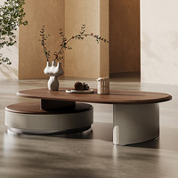 Ensemble de tables basses en bois de style minimaliste extensible, dernière collection de tables centrales design pour salon, table basse haut de gamme populaire