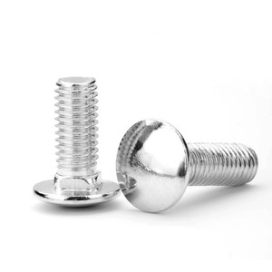 Vis à tête champignon M12 x 30, grade 8.8, vis à tête ronde à col nervuré, finition zinc blanc, normes américaines et britanniques - Product Image 5