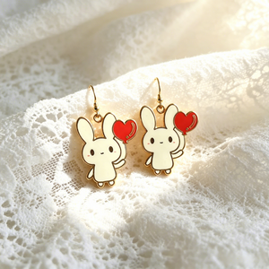 Boucles d'oreilles tendance en métal personnalisées, motif lapin mignon, couleur <span class=keywords><strong>pastel</strong></span> douce, pour filles, usage quotidien - Product Image 4