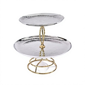 Stainless Steel Wedding Cake Display Stand With 2 Tier Handcrafted Items on Sale High Quality Metal Cake Stand for Kids Parties - Product Image 1
