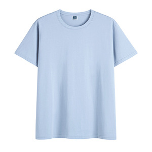 Logo Pure Cotton Blank Oversized Plus Size White Blue Heavyweight Crew Neck Camiseta para hombre - Product Image 1