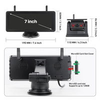 Caméra de recul solaire sans fil avec base magnétique, écran double IPS rechargeable de 7,2 pouces, enregistrement en boucle DVR pour camping-car et caravane