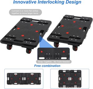 Connectable Dolly <strong>Plastic</strong> Furniture Mover Portable Moving Rollers Leg Dollies for Heavy Furniture <strong>4</strong> <strong>Wheels</strong> Flatbed Trolley
