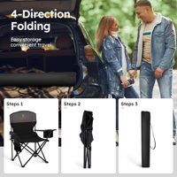 Chaise de camping avec sac isotherme, robuste, capacité 250 lbs, chaise pliante avec poche latérale, chaises quadruples portables pour la plage et la pêche