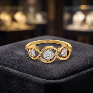 Bague romantique en or jaune 10K, 14K, 18K et argent 935 ou 925 |   Bague de mariage pour femme avec diamant rond brillant cultivé en laboratoire - Product Image 1