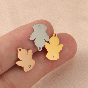 18K vàng thép không gỉ thiên thần đánh bóng quyến rũ Mặt dây chuyền cho phụ nữ tự làm đồ trang sức với tinh thể - Product Image 6