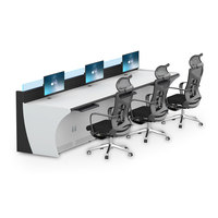 Console de surveillance commerciale pour centre commercial, poste de travail avec rangement, console de surveillance en acier et bois de 600 mm de large, en promotion