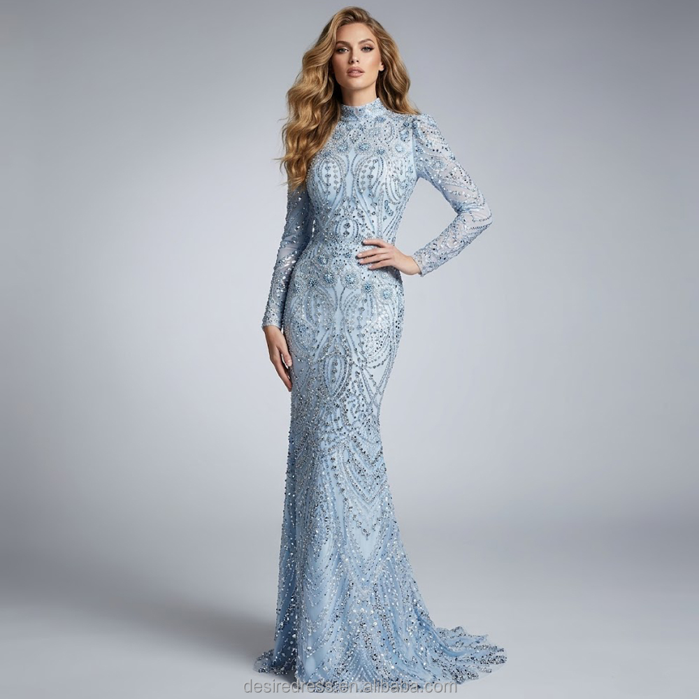 sachin and babi light blue dress Star Glitters Ice Blue Slit A-line Evening Prom Dress