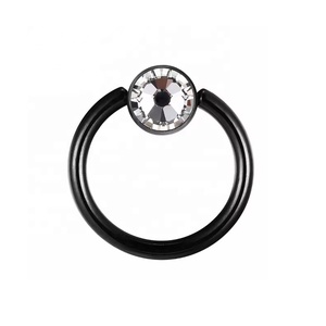 Anneaux de <span class=keywords><strong>piercing</strong></span> unisexes en titane G23 avec cristal, bijoux corporels tendance à billes captives - Product Image 4