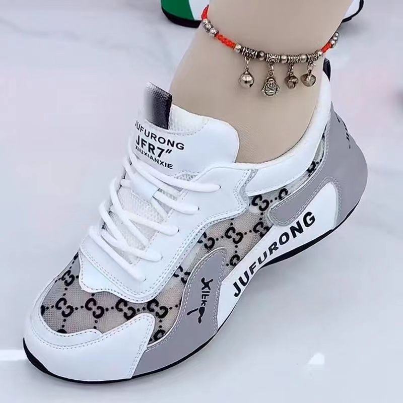 Fashion Women Breathable Walking Mesh Flat Shoes Female Tenis Feminino White Sneakers