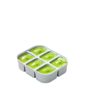 Food Grade Silicone Kids Fruit Purees Freezer Tray Baby Snack Storage 6 Grids Silicone Ice Cube Tray Mold With Freeze Container