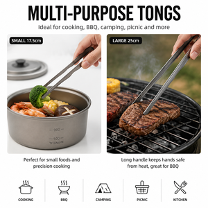 Titanium <b>BBQ</b> <b>Tongs</b> Set Ultralight Camping Cooking <b>Tongs</b> 17.5cm 21.5cm Outdoor Grill Food <b>Tongs</b> for Picnic Kitchen - Product Image 4