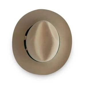 Chapeau Fedora en feutre de laine kaki à large bord avec nœud en ruban vert, unisexe, décontracté, printemps-été, adulte, formel, broderie à la main, voyage - Product Image 4