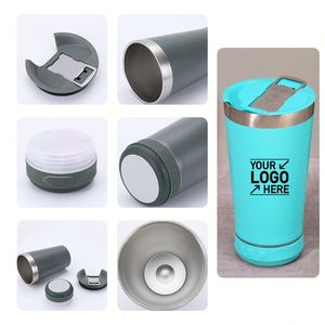 Gobelet isotherme à double paroi en acier inoxydable de 16 oz avec logo personnalisé, haut-parleur intégré, pour voyage, camping, musique, bière - Product Image 3