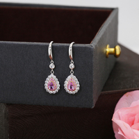 Luxuriöses 14K Weißgold Halsketten- und Ohrring-Set mit Natürlichen Rosa und Weißen Saphiren, Atemberaubendes Elegantes Schmuckgeschenk für Frauen