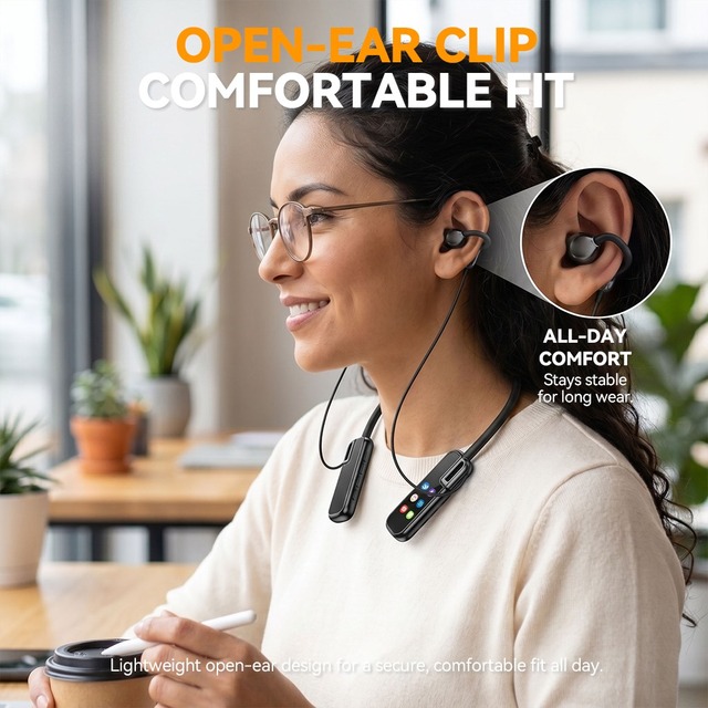 JU-FlexBox Open-Ear Clip Wireless Earbuds for 5.3 with TF Card Slot 7 Sound Effects 15H Battery OEM ODM Supplier