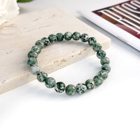 Bracelet en perles de rhodochrosite naturelle et de jade cyan de 6 mm/8 mm - Cadeau de mariage unisexe, bijoux en pierre naturelle