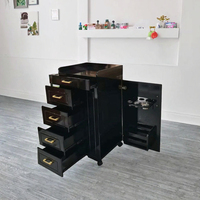 Chariot de salon de coiffure moderne en bois avec tiroirs - Chariot roulant pour barbier