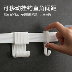 <b>Adhesive</b> Wall <b>Hooks</b> 6 Pack Plastic Towel <b>Hooks</b> For Kitchen Bathroom No Drilling Residue Free - Product Image 2
