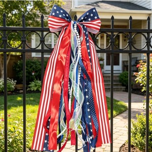 Adorno de lazo con bandera americana, colgador decorativo para puerta del Día de la Independencia, para decoración de fiestas y escaparates. - Product Image 5