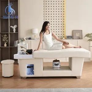 White Color Luxury Shampoo Bed Salon Equipment Massage Table Hair Washing Bed