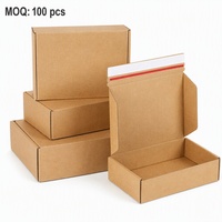 Boîte en carton ondulé personnalisée à faible MOQ avec fermeture éclair auto-adhésive et bande de déchirement facile, emballage sans ruban adhésif pour livraison postale rapide