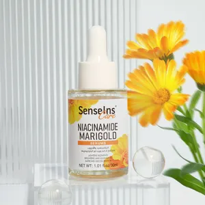 Serum Wajah marigold niacinamide panas, label pribadi mencerahkan, menghidrasi, mengecilkan pori-pori, serum pemutih wajah