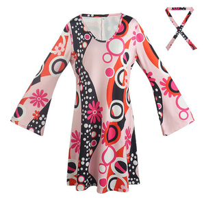 70s Hippie Costume Set Women Retro Disco <strong>Dress</strong> <strong>Bell</strong> Bottom Pants <strong>Fancy</strong> <strong>Dress</strong> Outfit - Product Image 3