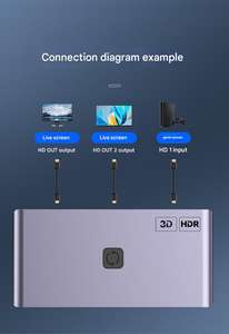 Commutateur bidirectionnel HDMI 1-vers-2, extenseur audio et <span class=keywords><strong>vidéo</strong></span> haute <span class=keywords><strong>d</strong></span>éfinition 4K 60Hz, convertisseur <span class=keywords><strong>d</strong></span>'<span class=keywords><strong>écran</strong></span> <span class=keywords><strong>d</strong></span>'ordinateur - Product Image 4