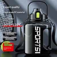 Grote capaciteit sportwaterfles, direct drinkbaar, plastic, gym, fitness, outdoor, draagbare waterfles met riem en thee-infuser