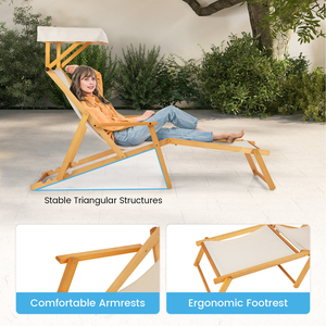 <span class=keywords><strong>Tumbona</strong></span> <span class=keywords><strong>Plegable</strong></span> de Madera Maciza para Piscina, Resort, Hotel, Jardín, <span class=keywords><strong>Tumbona</strong></span> de Exterior para Playa <span class=keywords><strong>con</strong></span> Reposapiés - Product Image 2